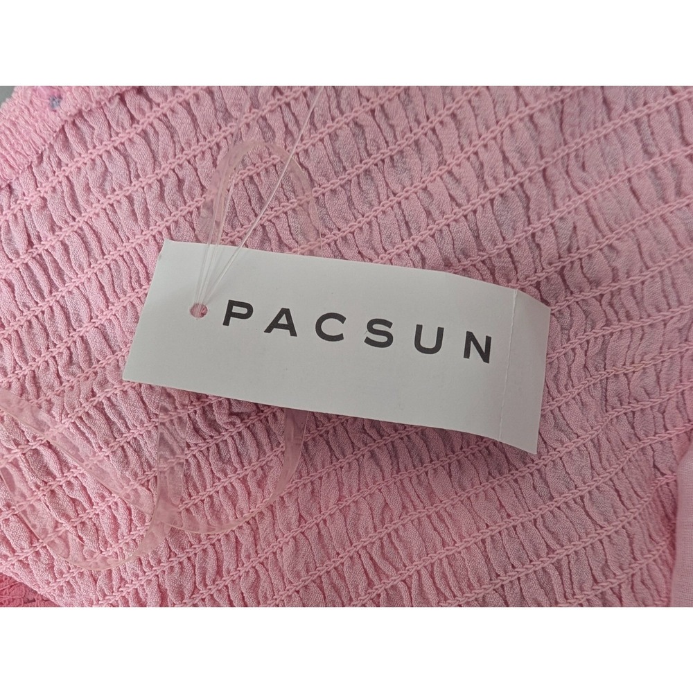 PACSUN Slip Camisole Cropped Top Womens Size M Smocked Bodice Milkmaid Pink NWT - Picture 3 of 10